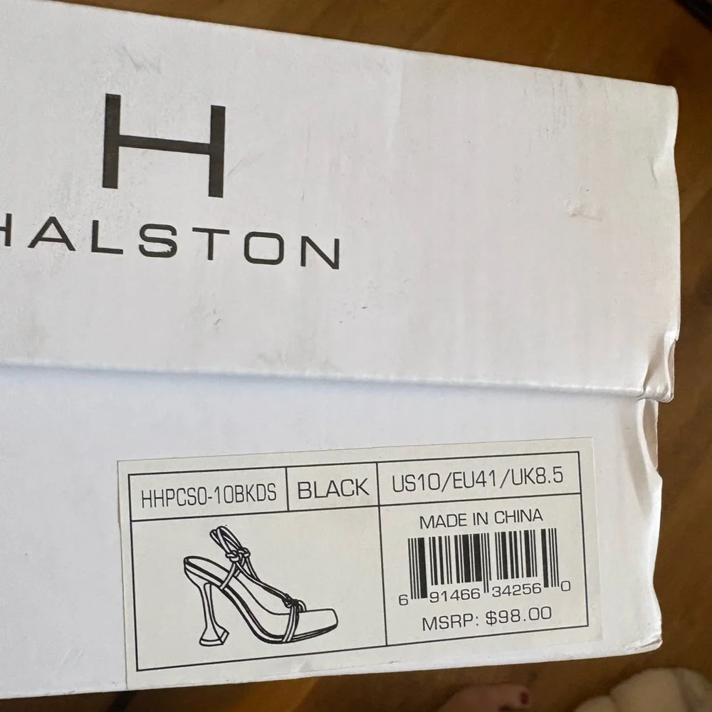 H by Halston NIB Picasso Black Strappy Heel Dress Sandal size 10
